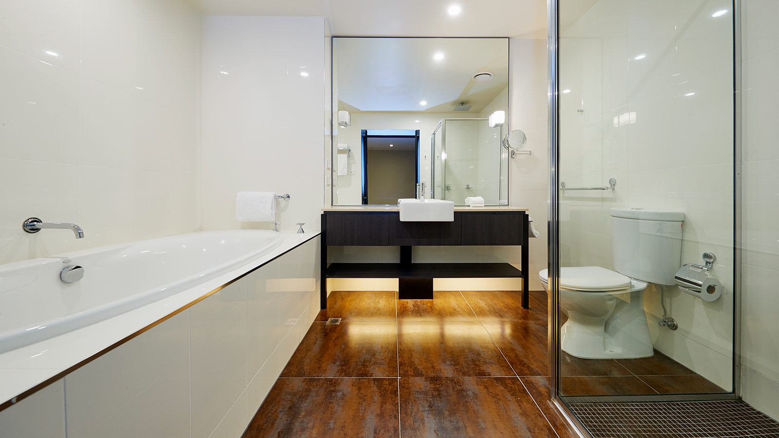 Bathroom in the deluxe apartment at RACV Hobart Resort.