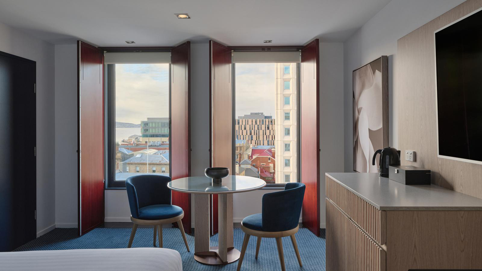 Table and chairs in king room at RACV Hobart Resort.