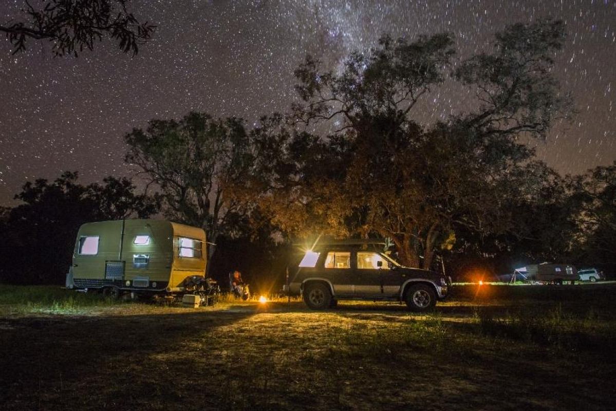 caravan at nighttime