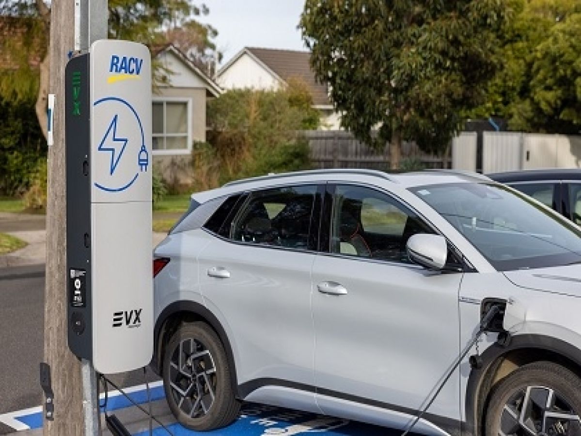 racv evx ev charger, grey electric car charging