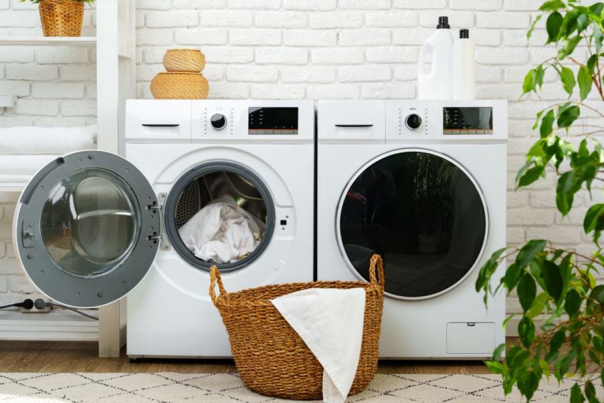 a nice laundry complete with clothes dryer