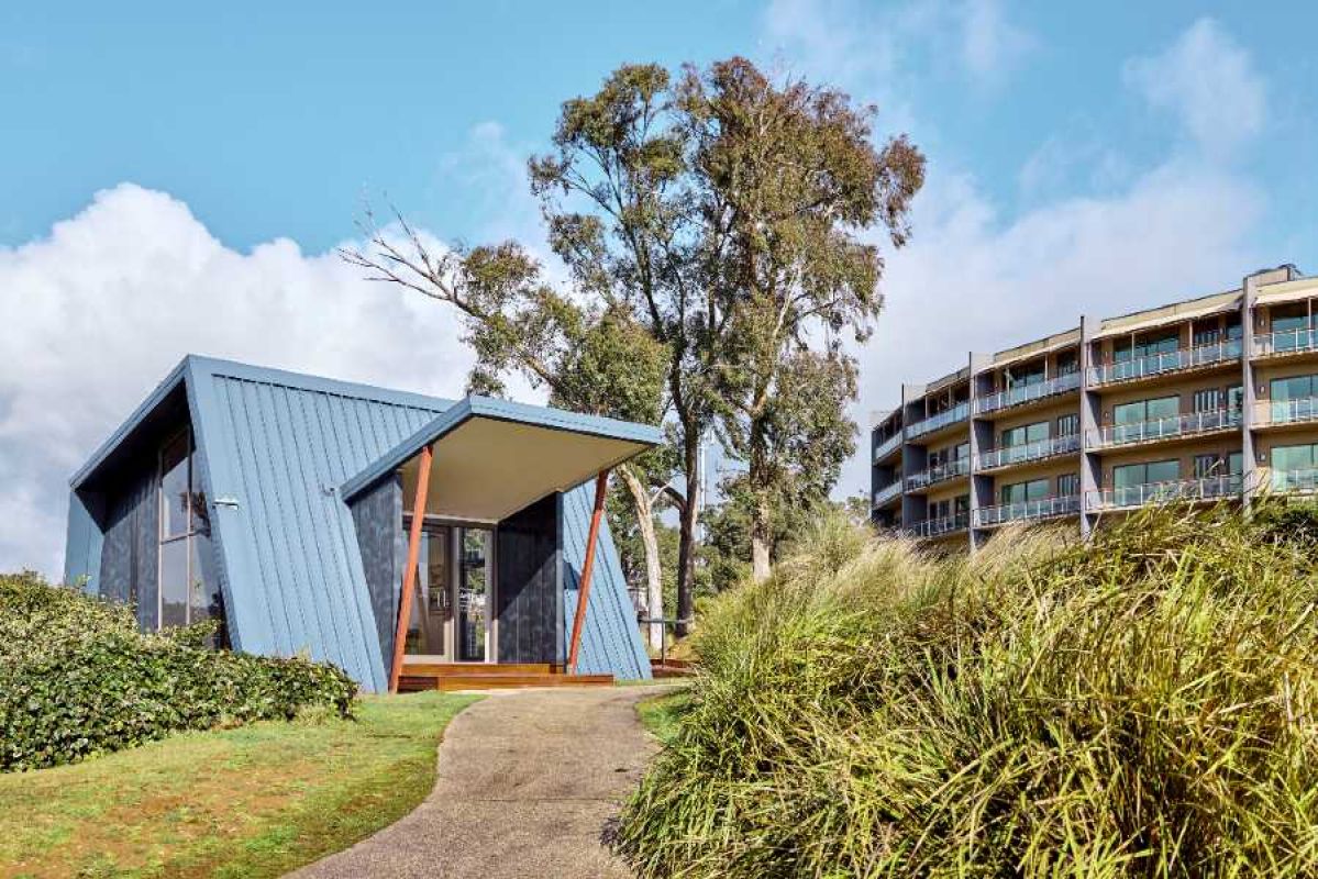 The outside of ArtHouse, with RACV Goldfields Resort visible in the background