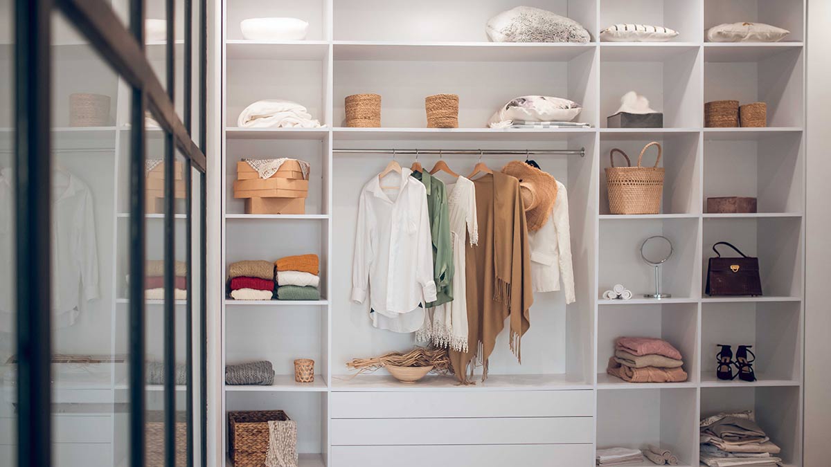 Photo of an organised wardrobe