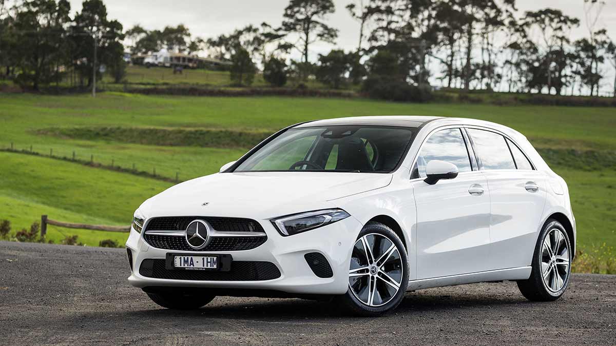 A white Mercedes-Benz A-class