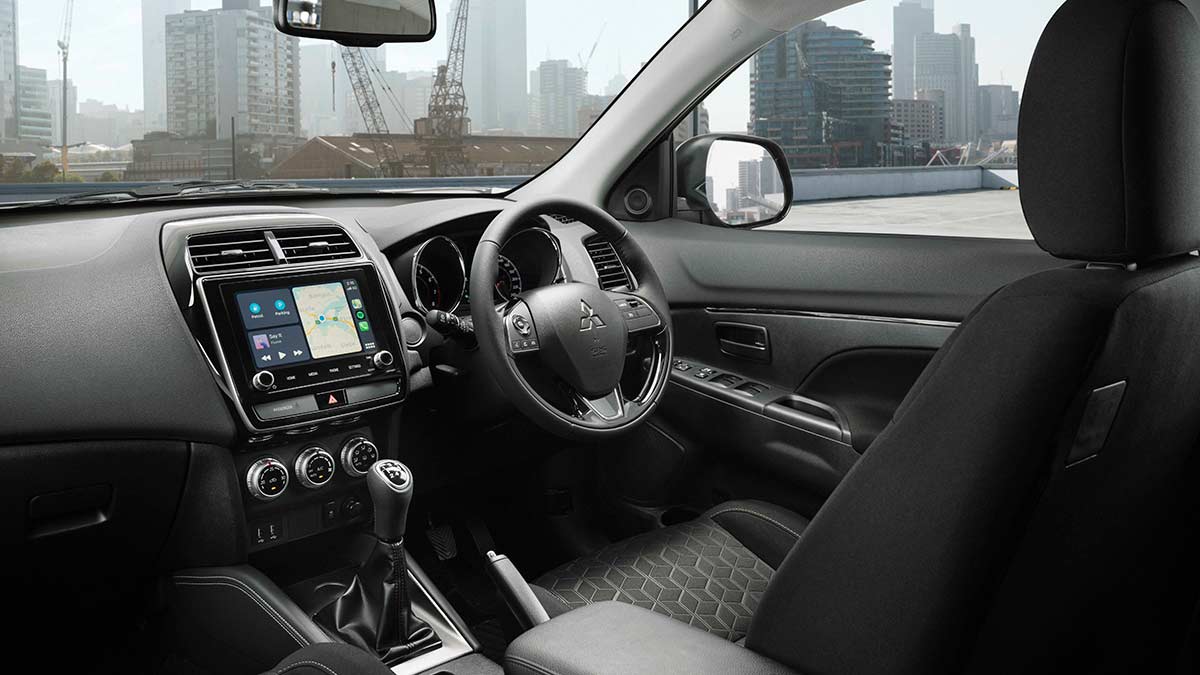 The Mitsubishi ASX's front seats, dash layout and steering wheel