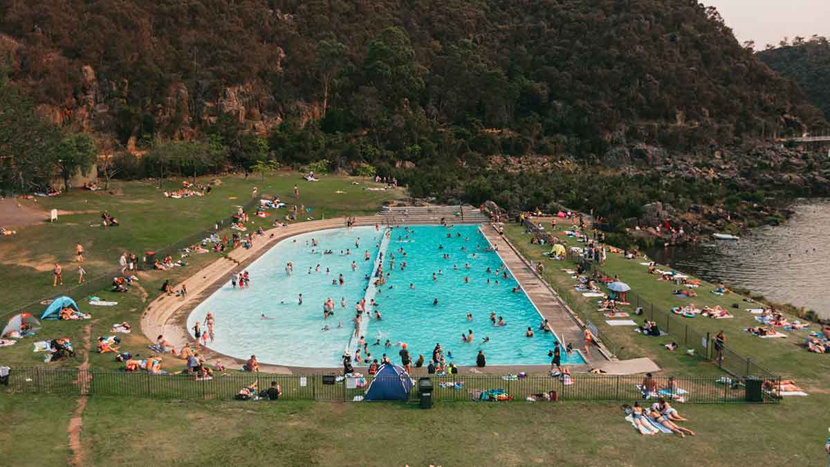 people swimming in a swimming pool