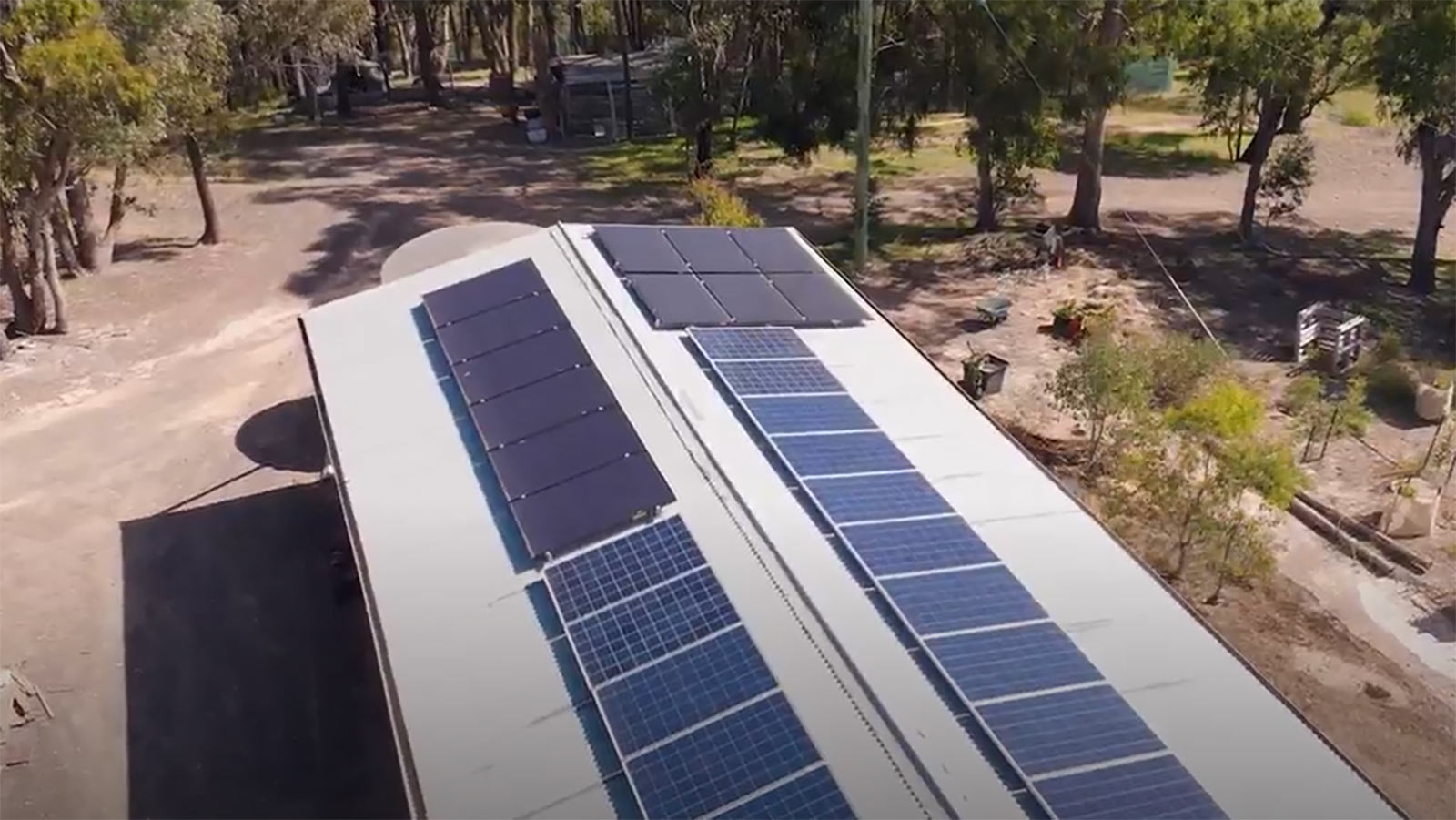 Aeriel view of solar panelling on the roof