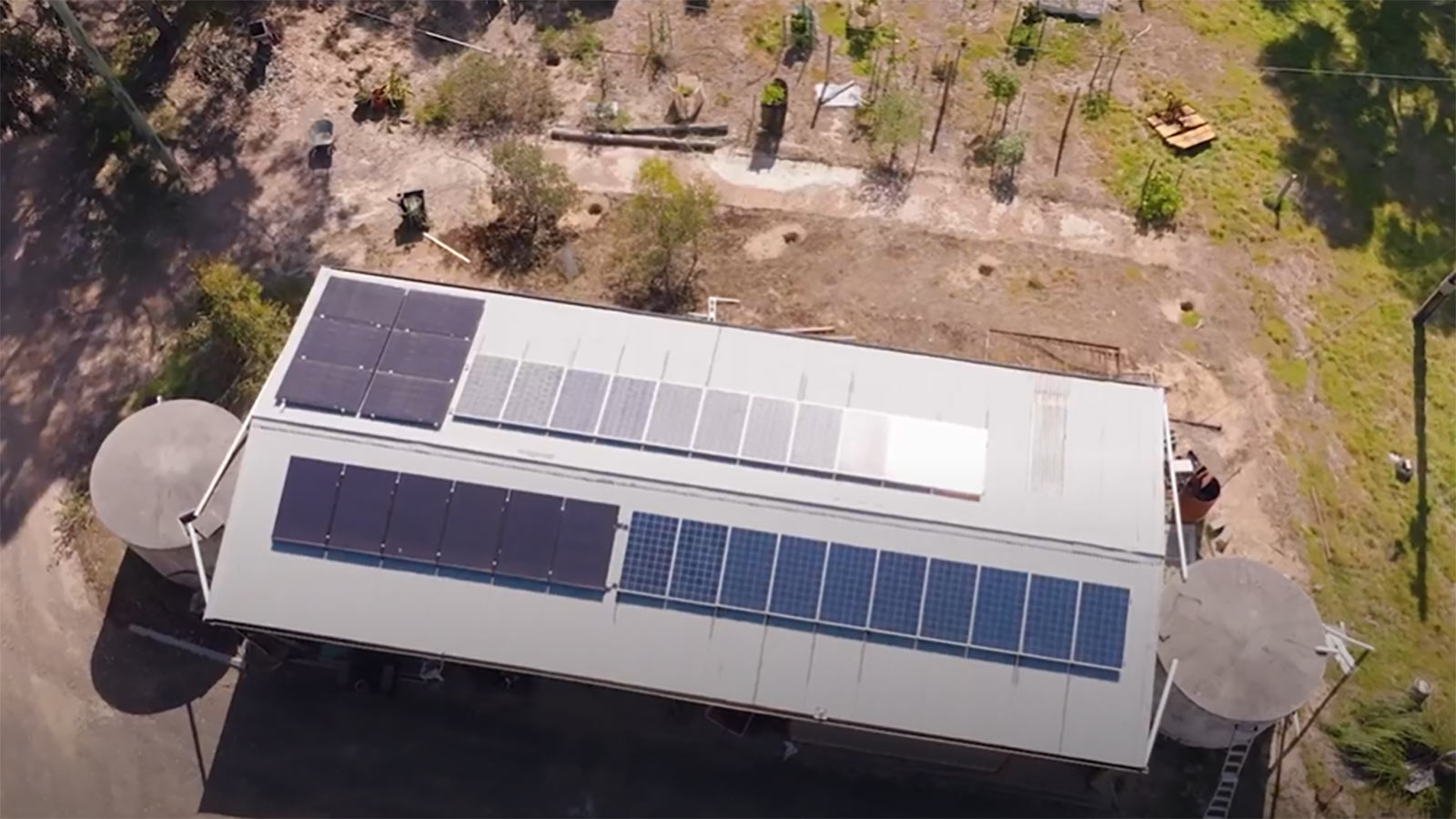 Aeriel view of solar panelling on the roof
