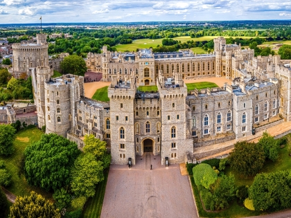 An aerial view of Windsor Castle in the United Kingdom.