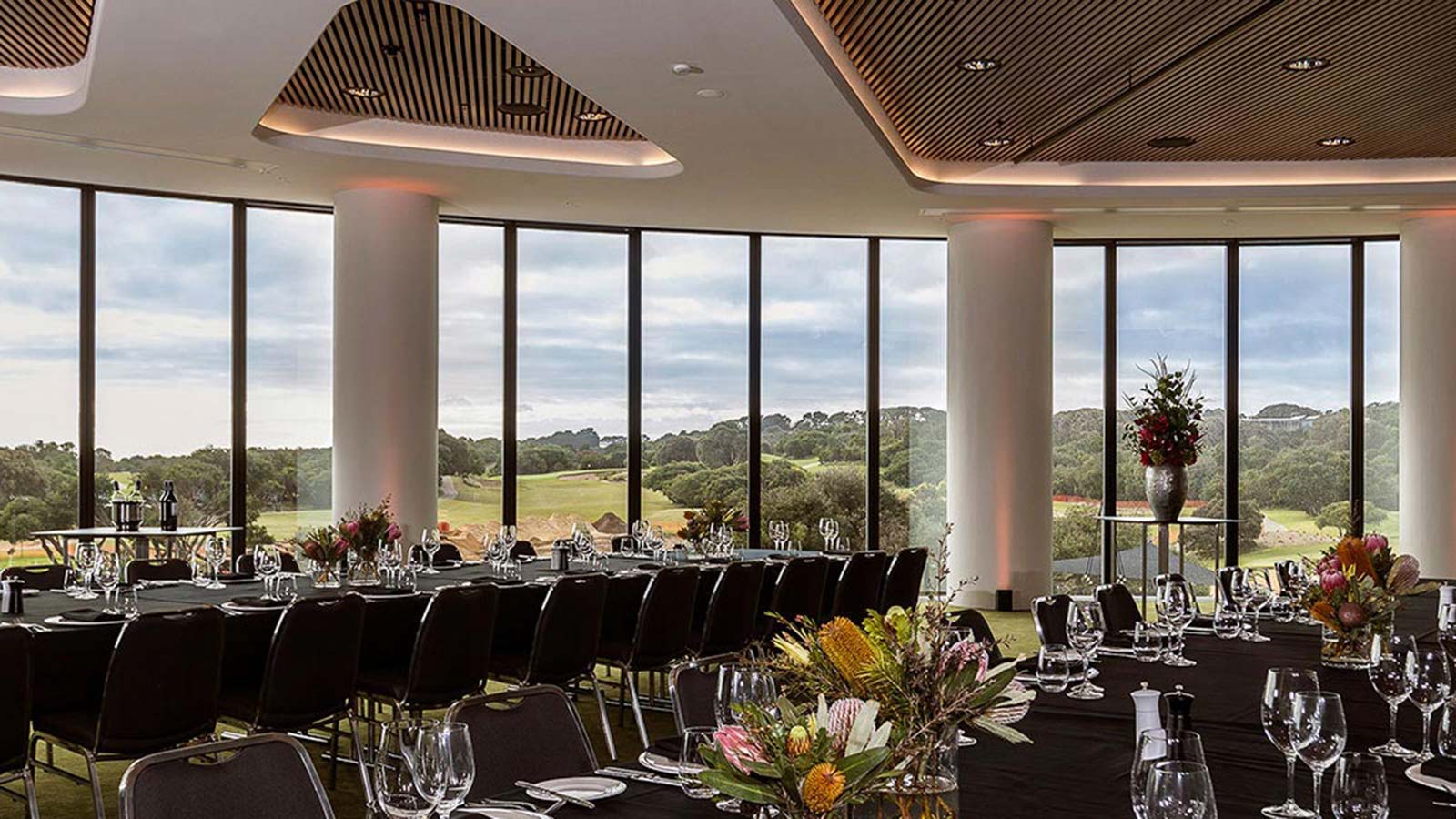 Great Southern Ballroom at RACV Cape Schanck Resort, set up for a private dinner.