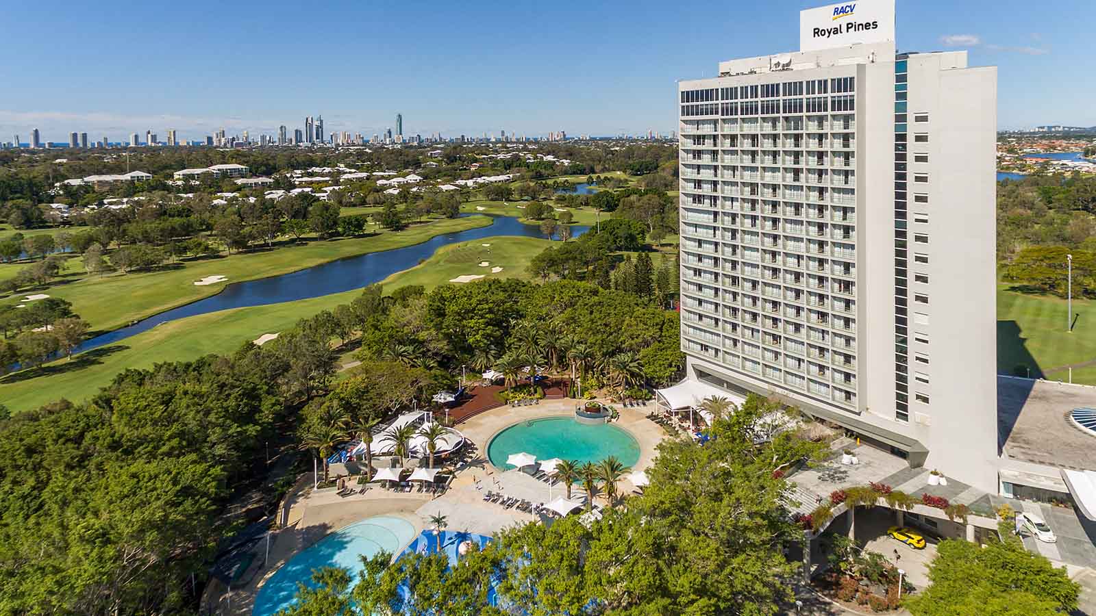 RACV Royal Pines Resort, overlooking its pool area.