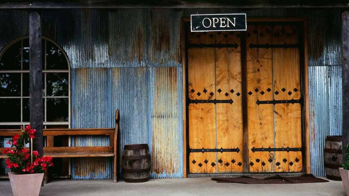 Wooden door at a winery