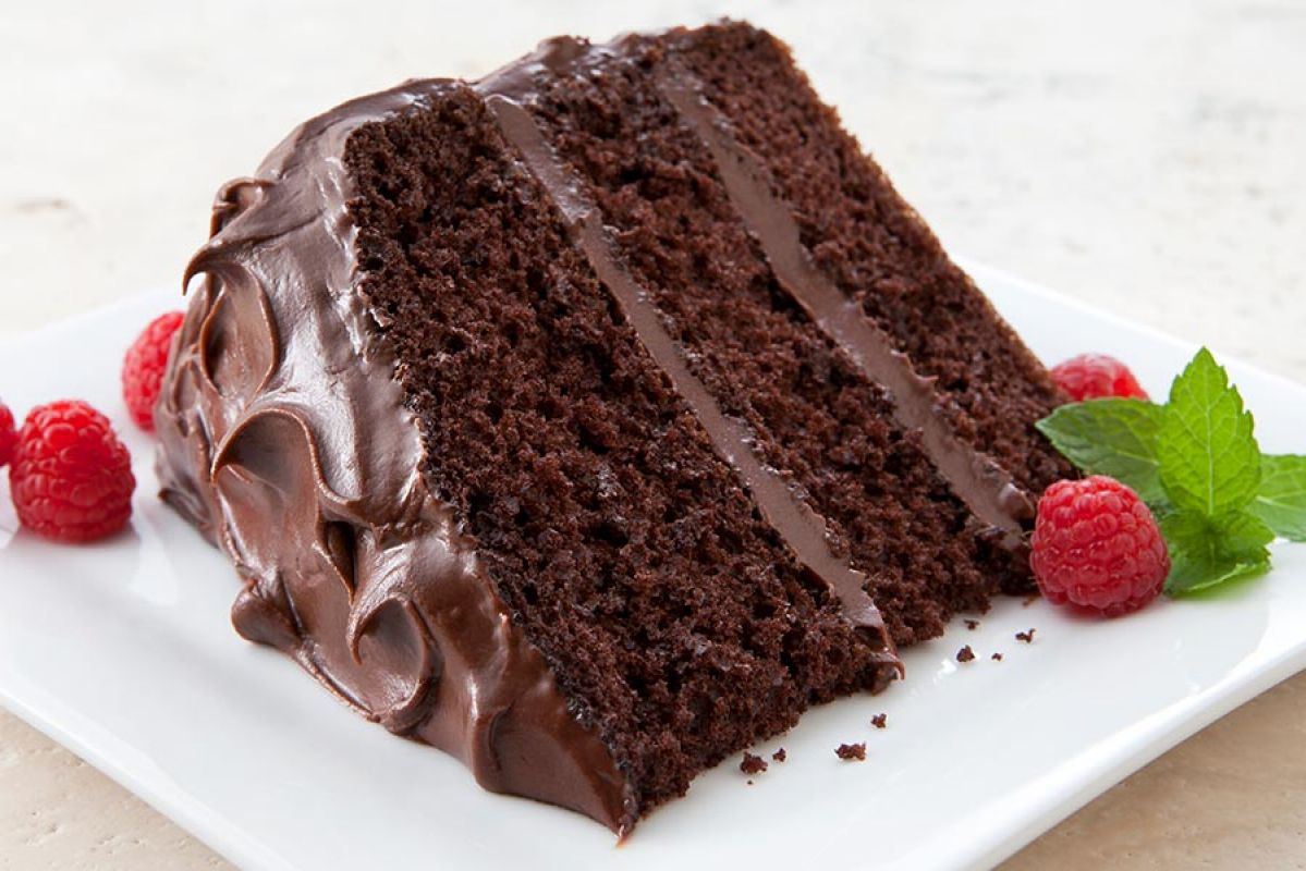 Vegan chocolate cake with berries