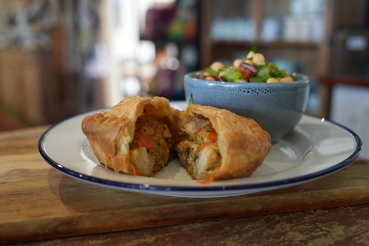 Close up of a meat pie