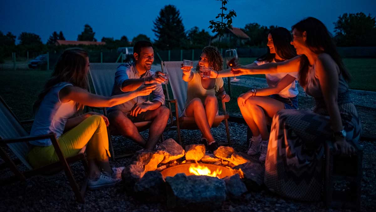 friends around a fire pit