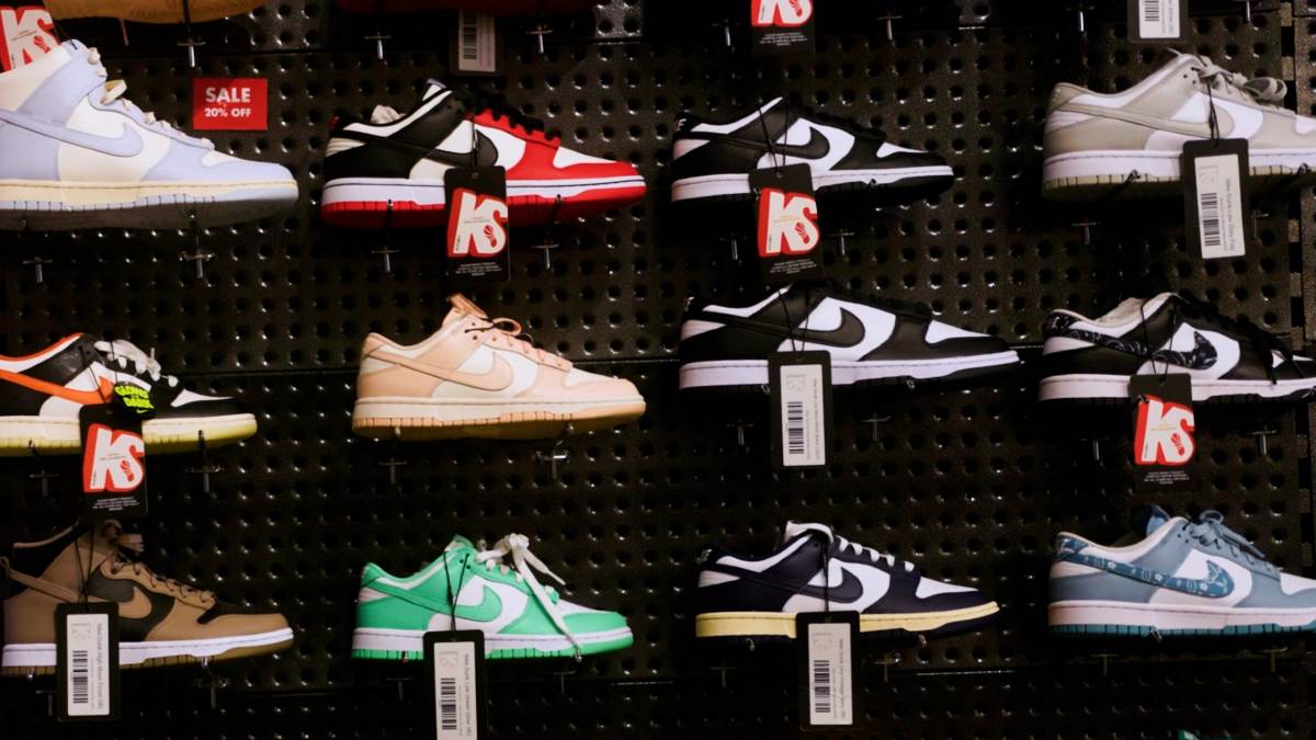 wall of Nike sneakers