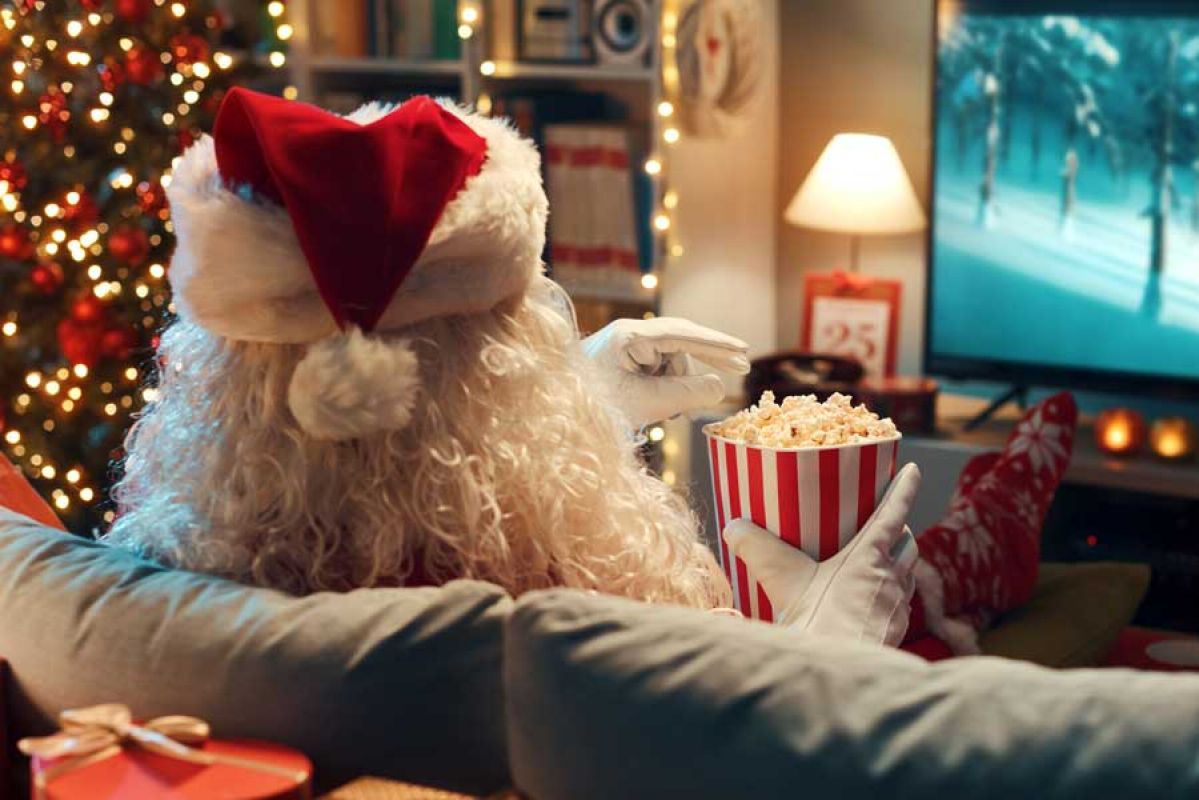 Santa watching tv