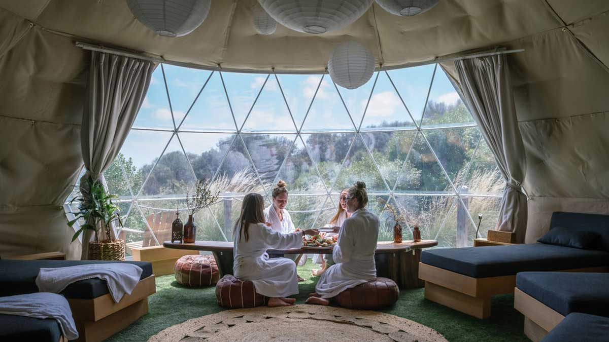 A relaxation dome at the Peninsula Hot Spring