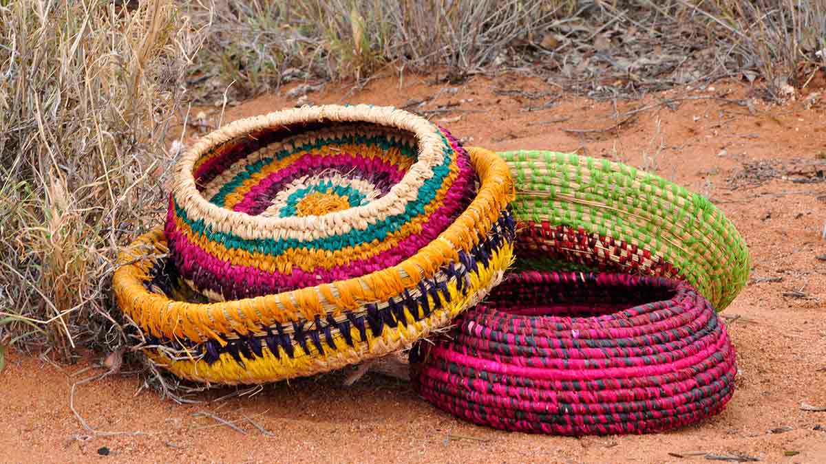 Colourful handwoven baskets