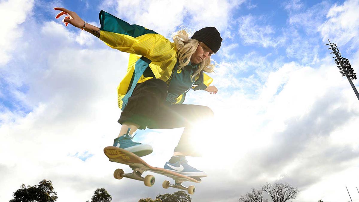 Woman on a skateboard