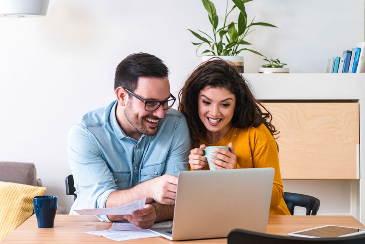 couple looking at bills