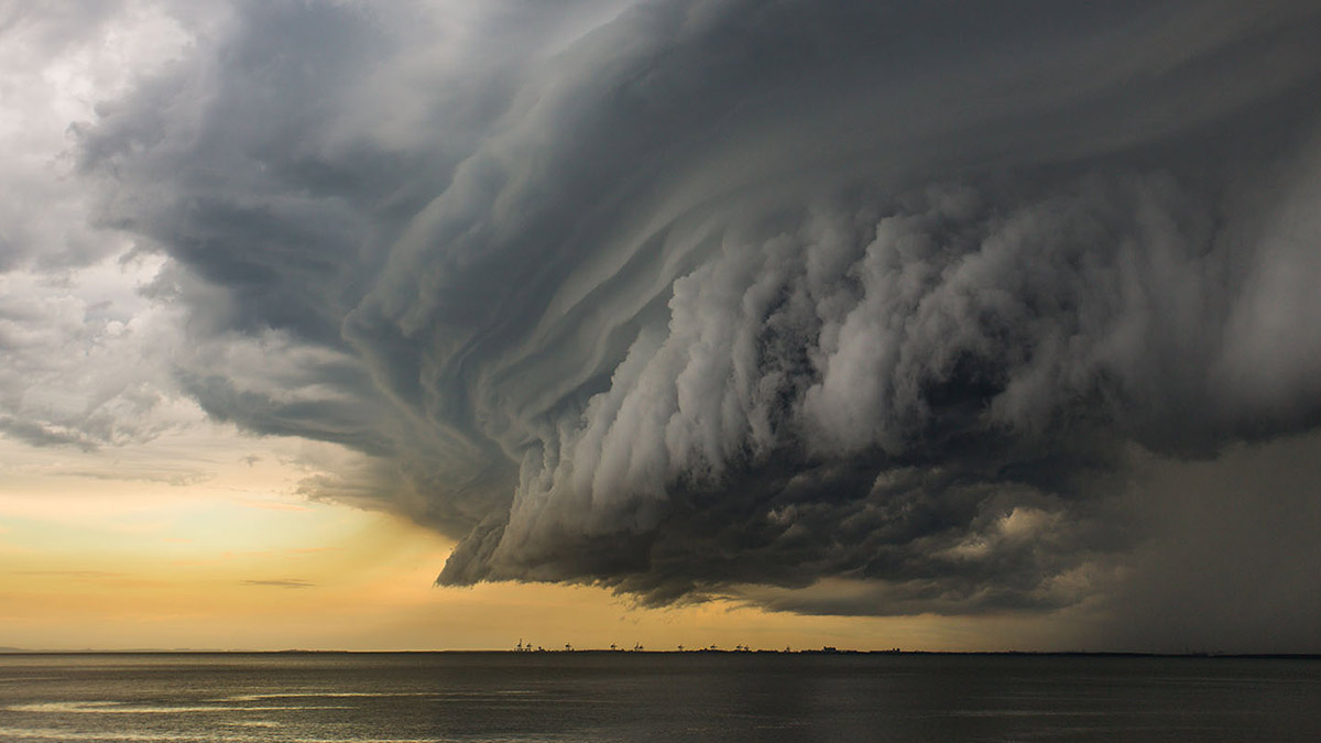 Supercell storm over water