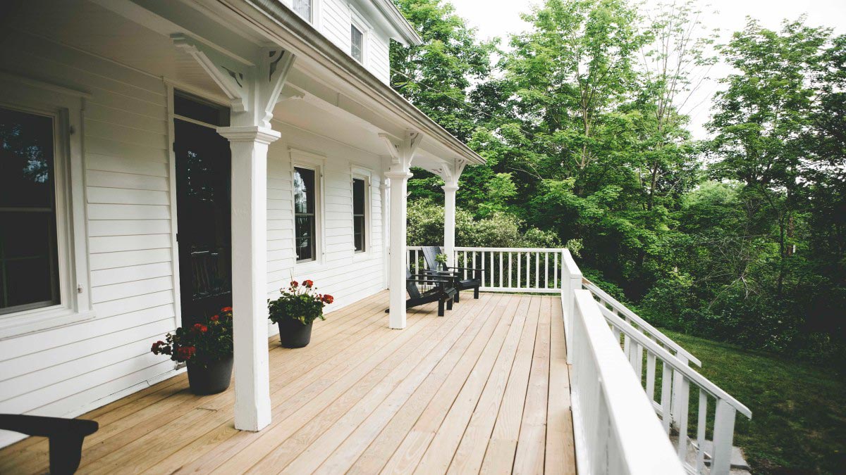 Porch with white exteriors