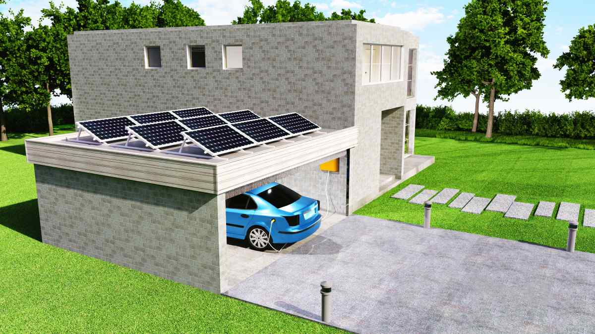 Solar home with electric vehicle charging concept