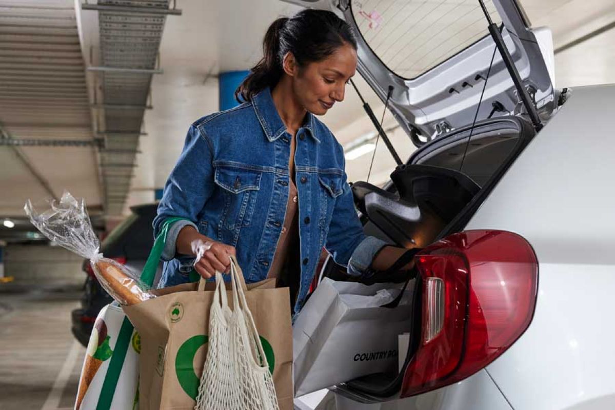 Woman packing car