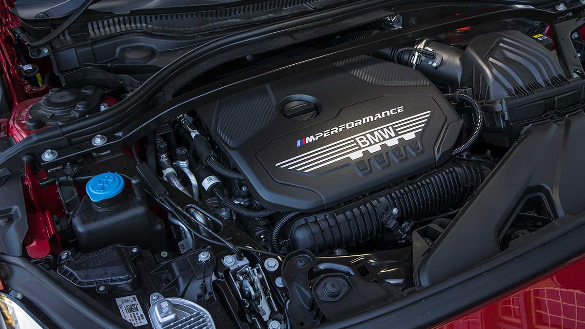 Engine bay of the BMW M235i xDrive Gran Coupe