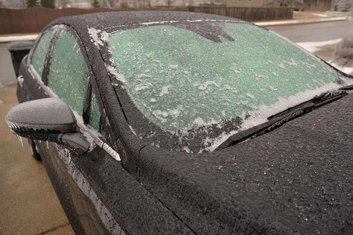 car with iced windscreen