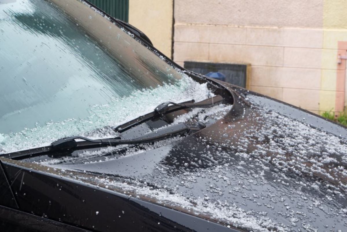 a car damaged by hail damage