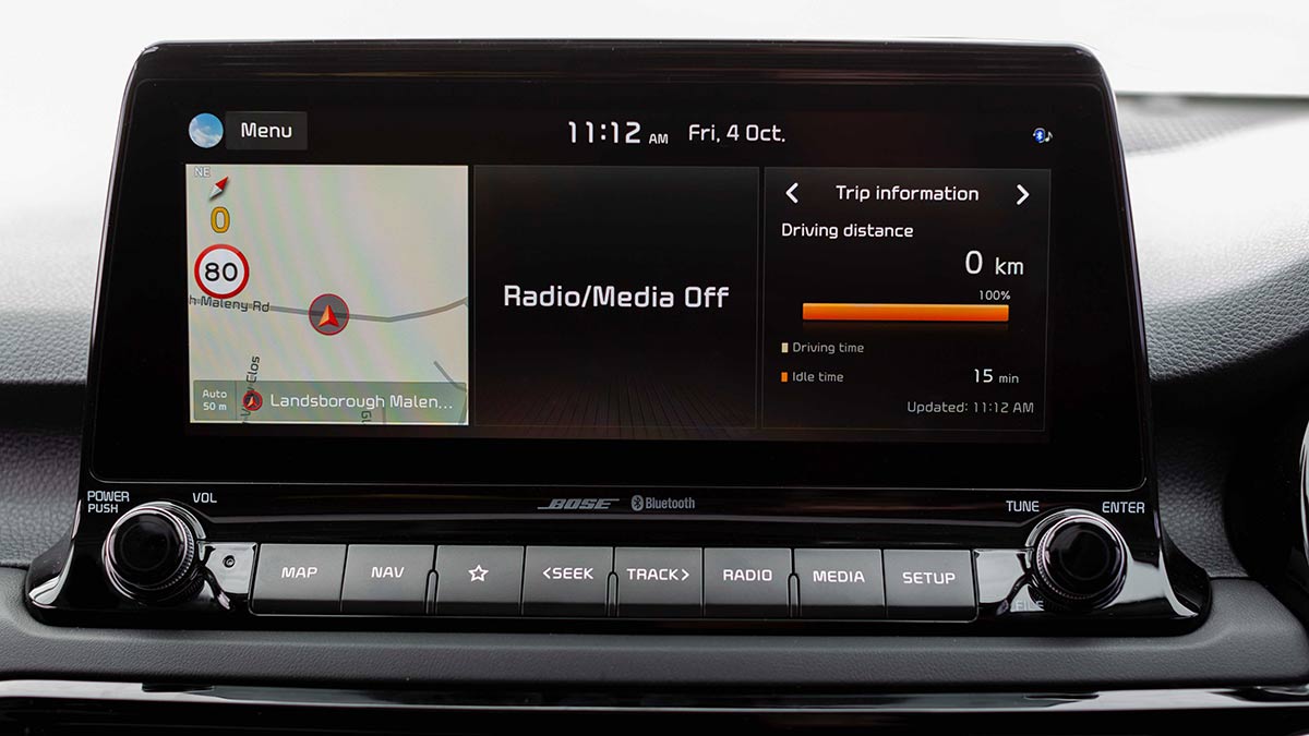 The Kia Seltos's eight-inch infotainment system