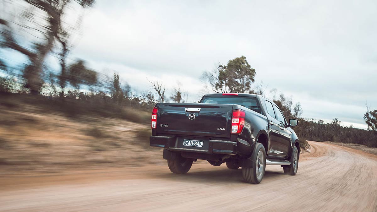 Rear view black Mazda BT-50