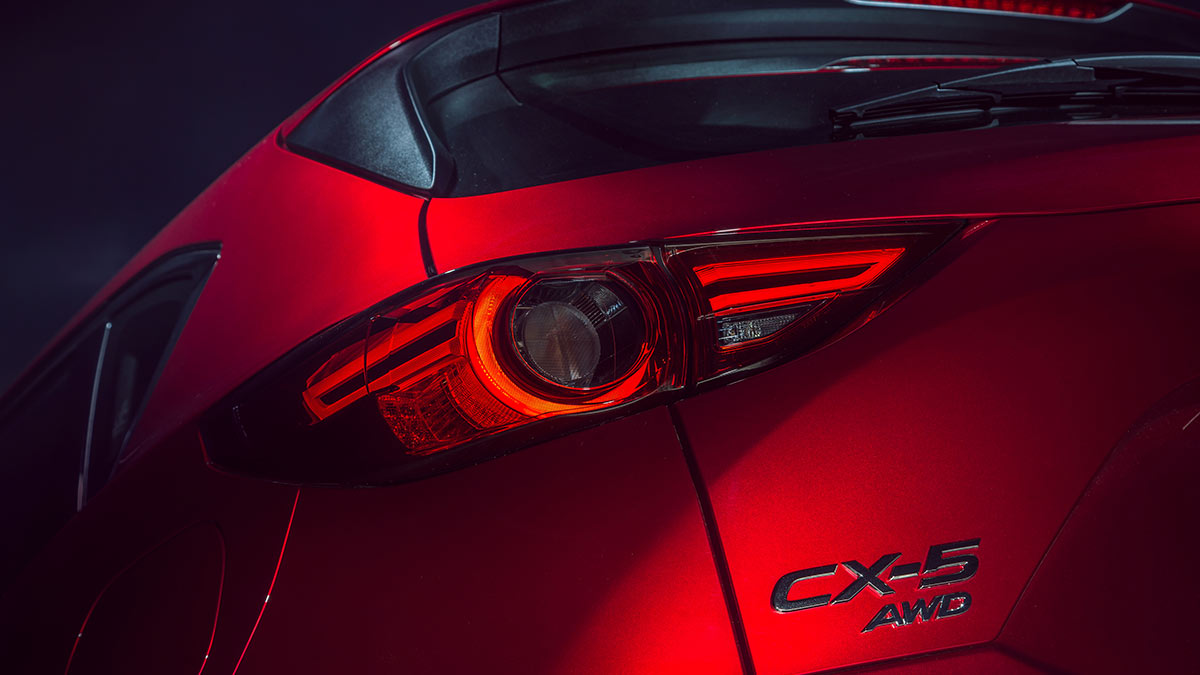 Mazda CX-5's taillight and logo on the rear