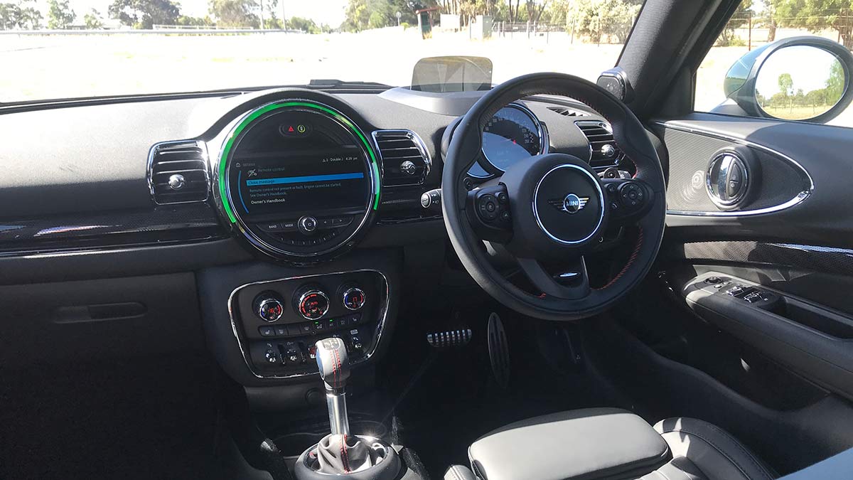 Mini Clubman interior, dashboard and steering wheel