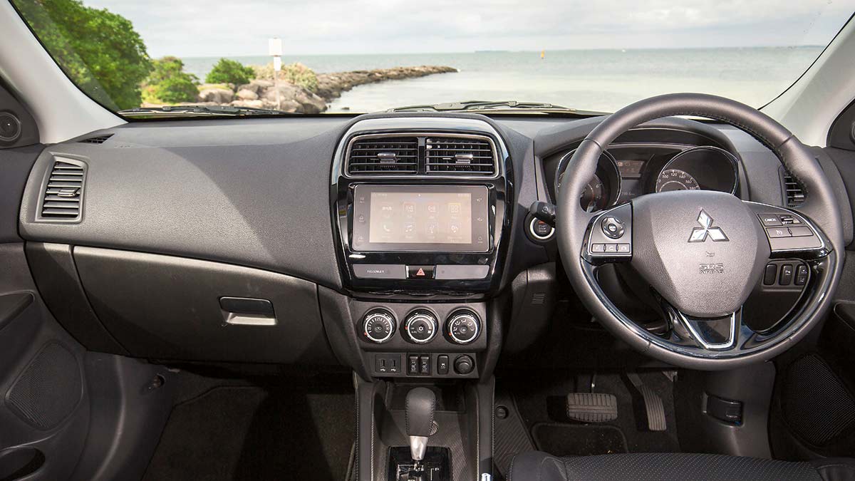 The Mitsubishi ASX XLS's dash layout and steering wheel