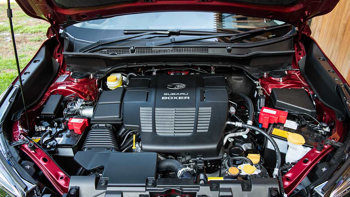 Engine bay of the Subaru Forester Hybrid S 2020