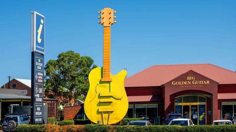 The Big Golden Guitar is ready for you to rock. Image: Alamy. 