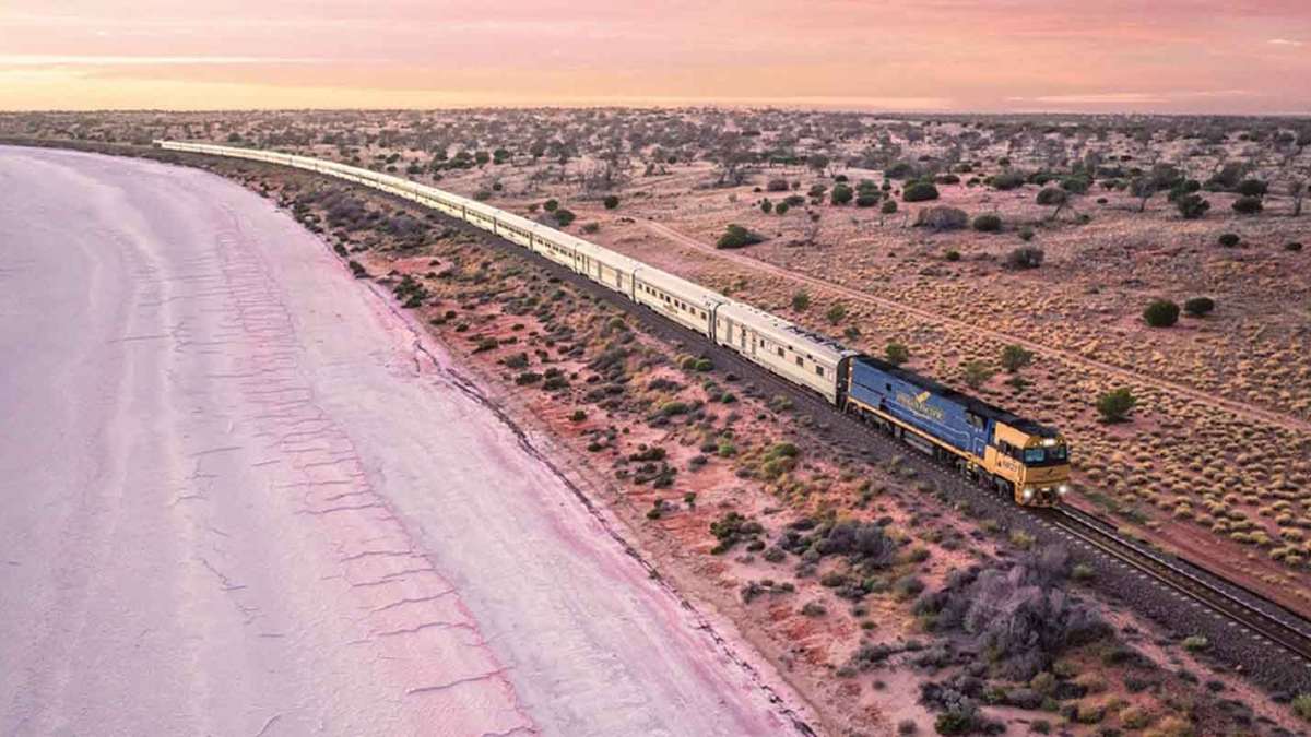 The Indian Pacific train in the outback