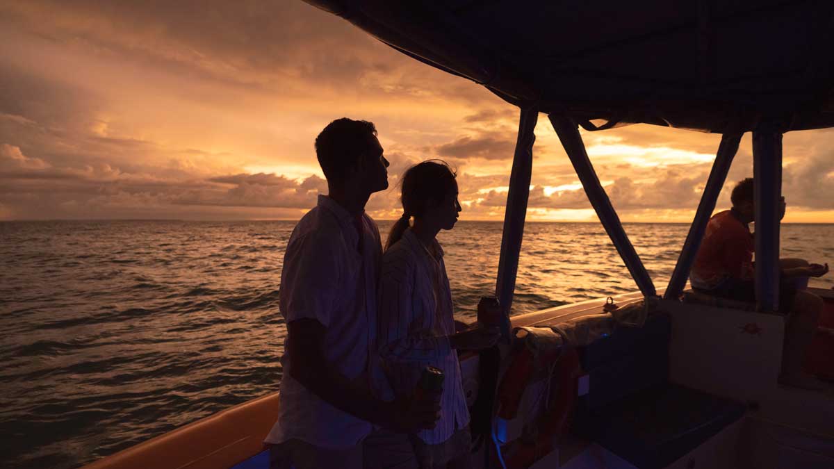 Harbour tour by sunset. Image: Tourism NT/Elise Cook