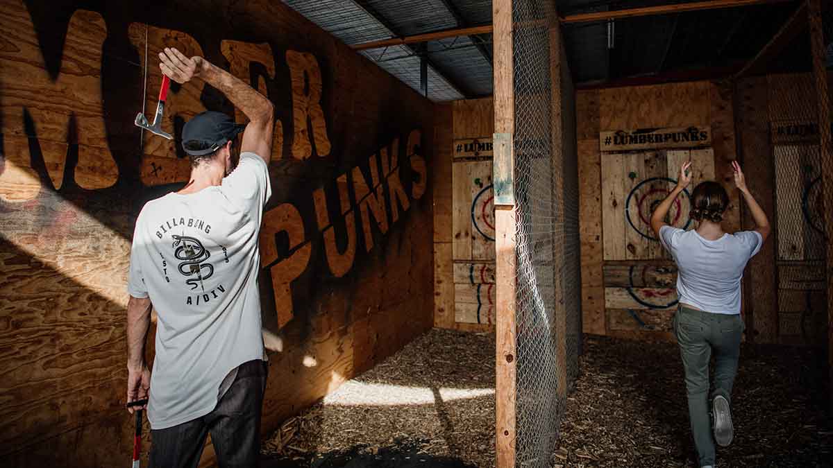 Have a go at axe throwing with Lumber Punks. 