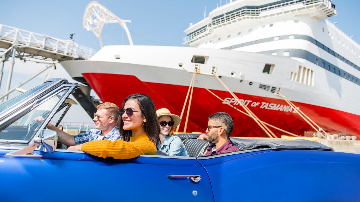 People in car on the Spirit of Tasmania