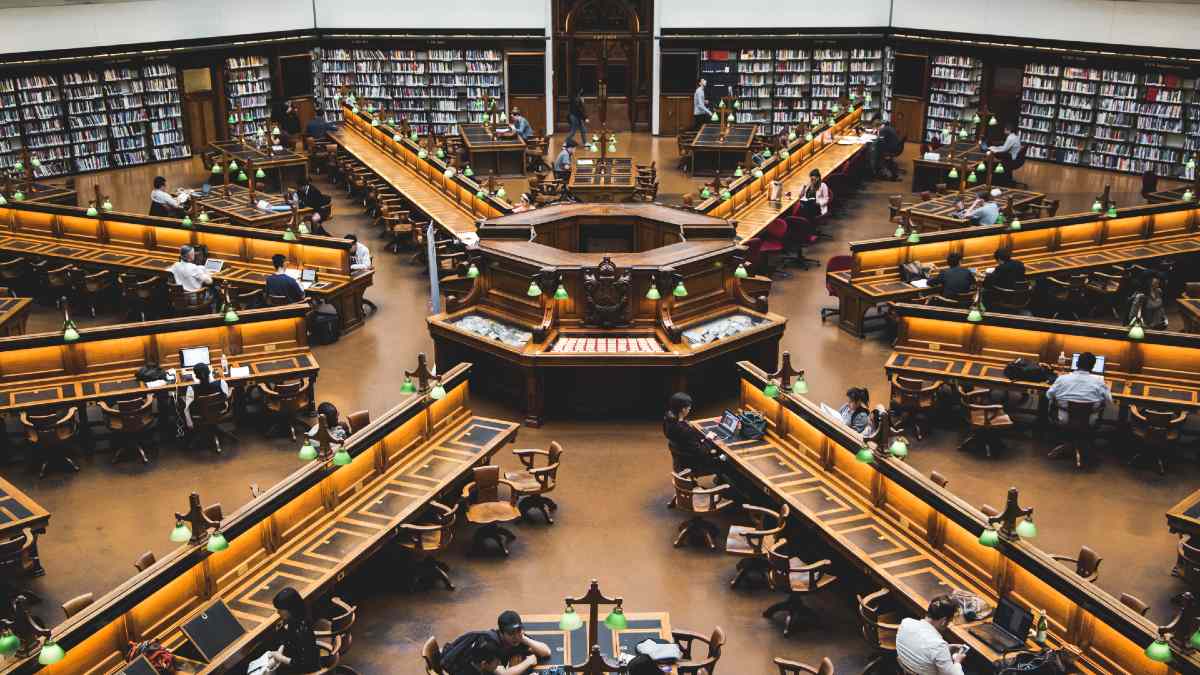 People studying inside the Reading Room