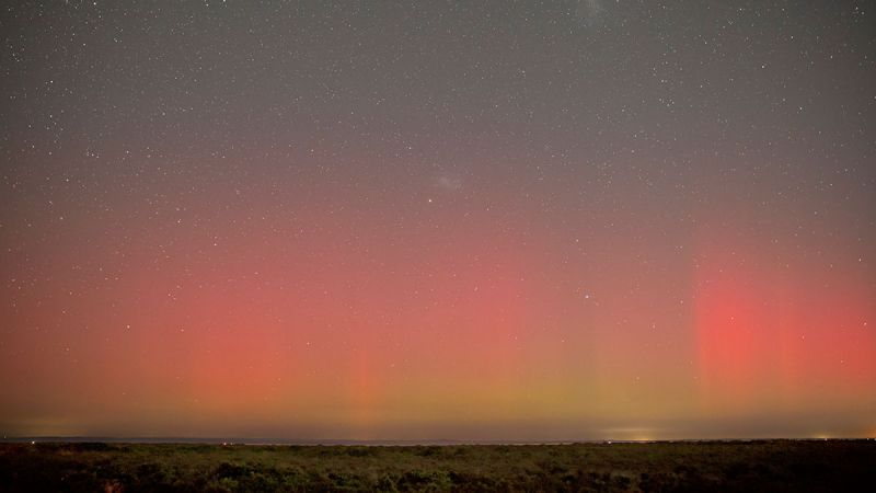 A red and green aurora at Tooradin.