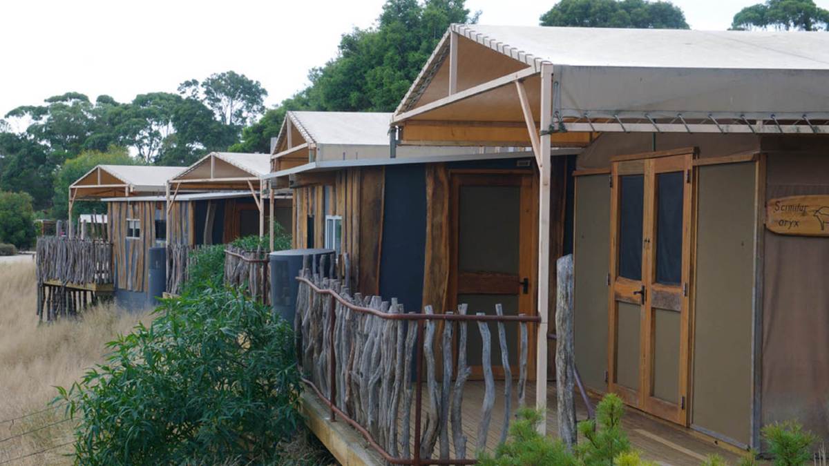 Row of outdoor rooms