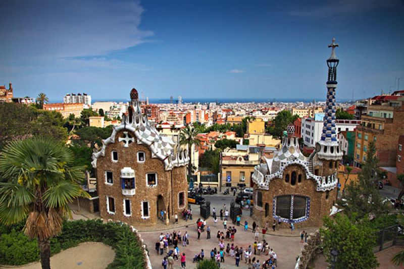 Park Guell is a Gaudi-designed fairy tale park in Barcelona, Spain 