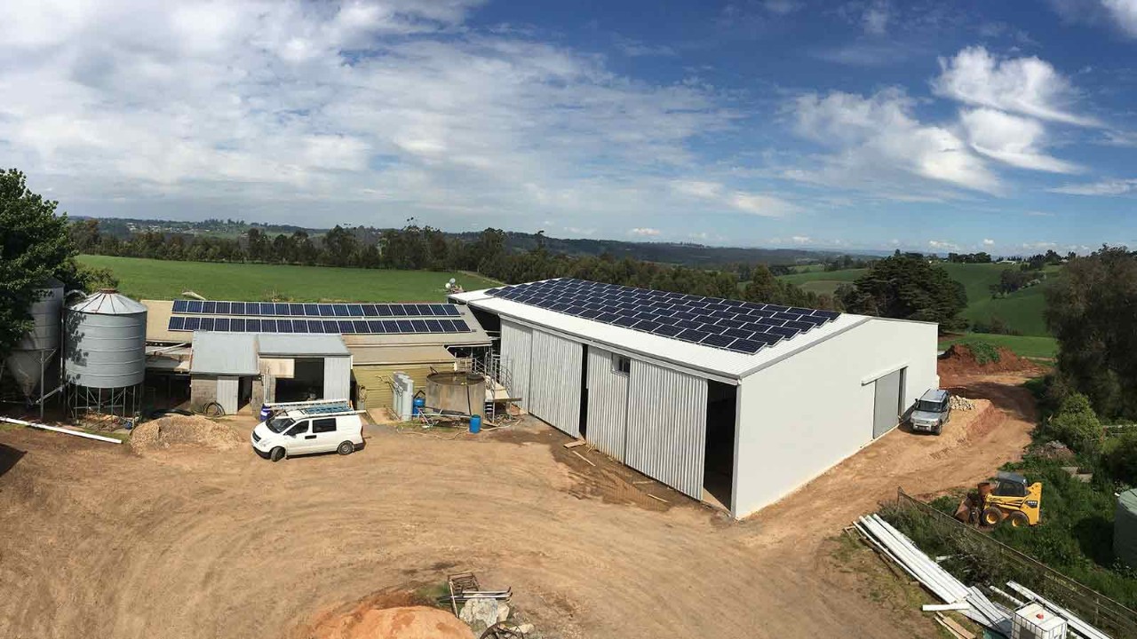 shed-solar-panels-1600x900.jpg Aerial view of a shed fitted with solar panels.