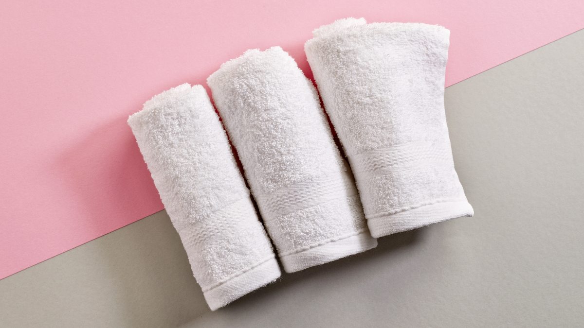 rolled white towels