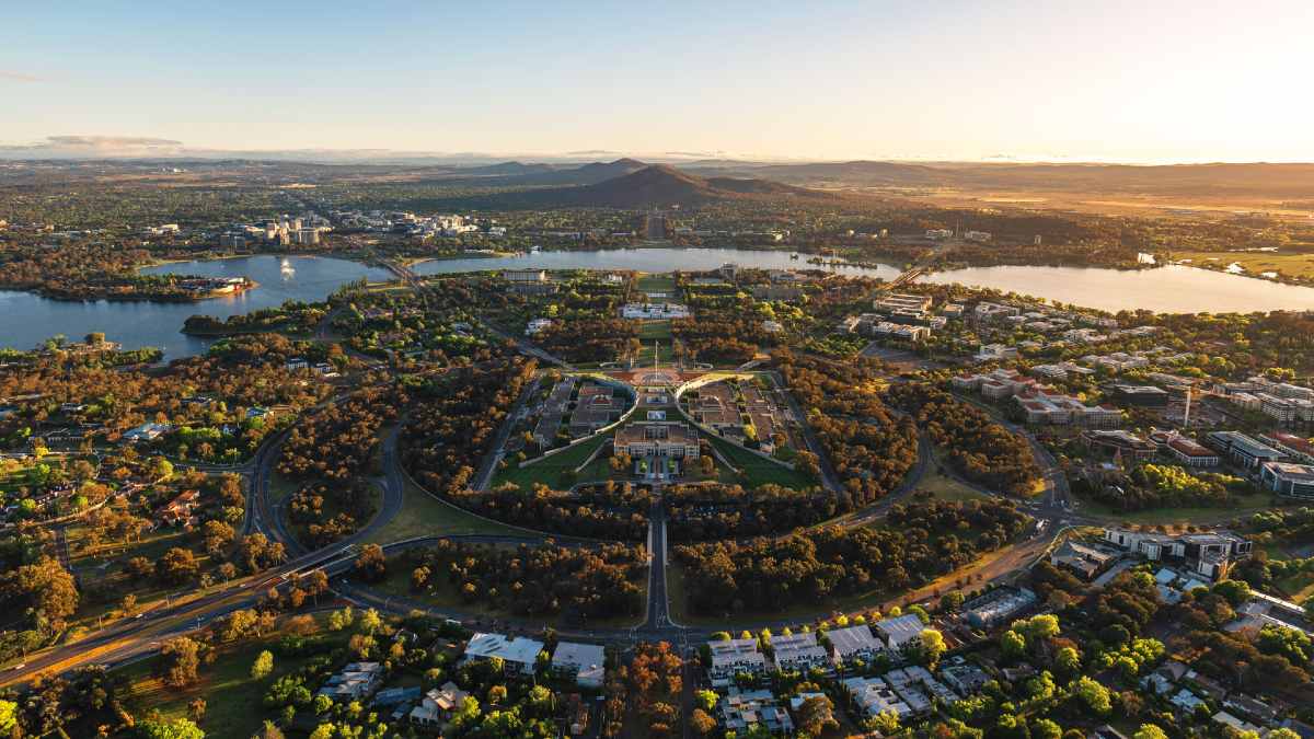 panoramic aerial view of Canberra